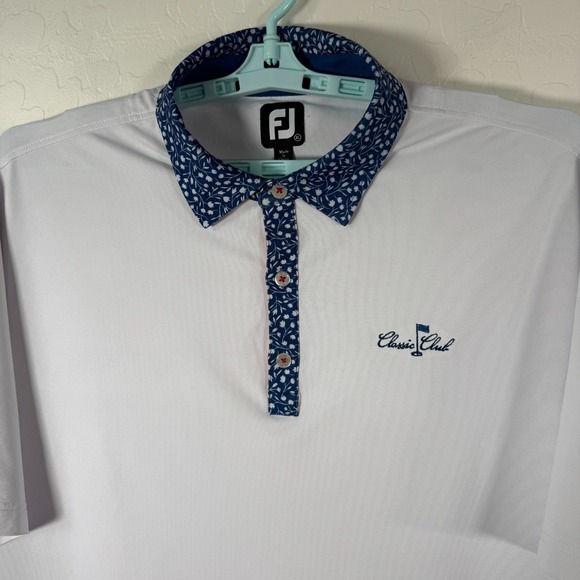 FootJoy Other - Footjoy Polo Shirt Mens XL White Blue Classic Golf Club Performance Floral